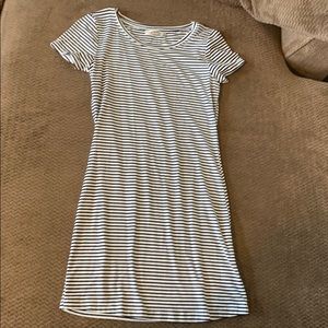 Black and white striped Tee shirt dress